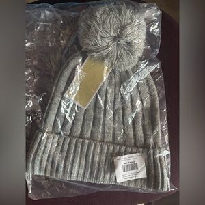 Michael Kors Gray Knit Pom-Pom Hat